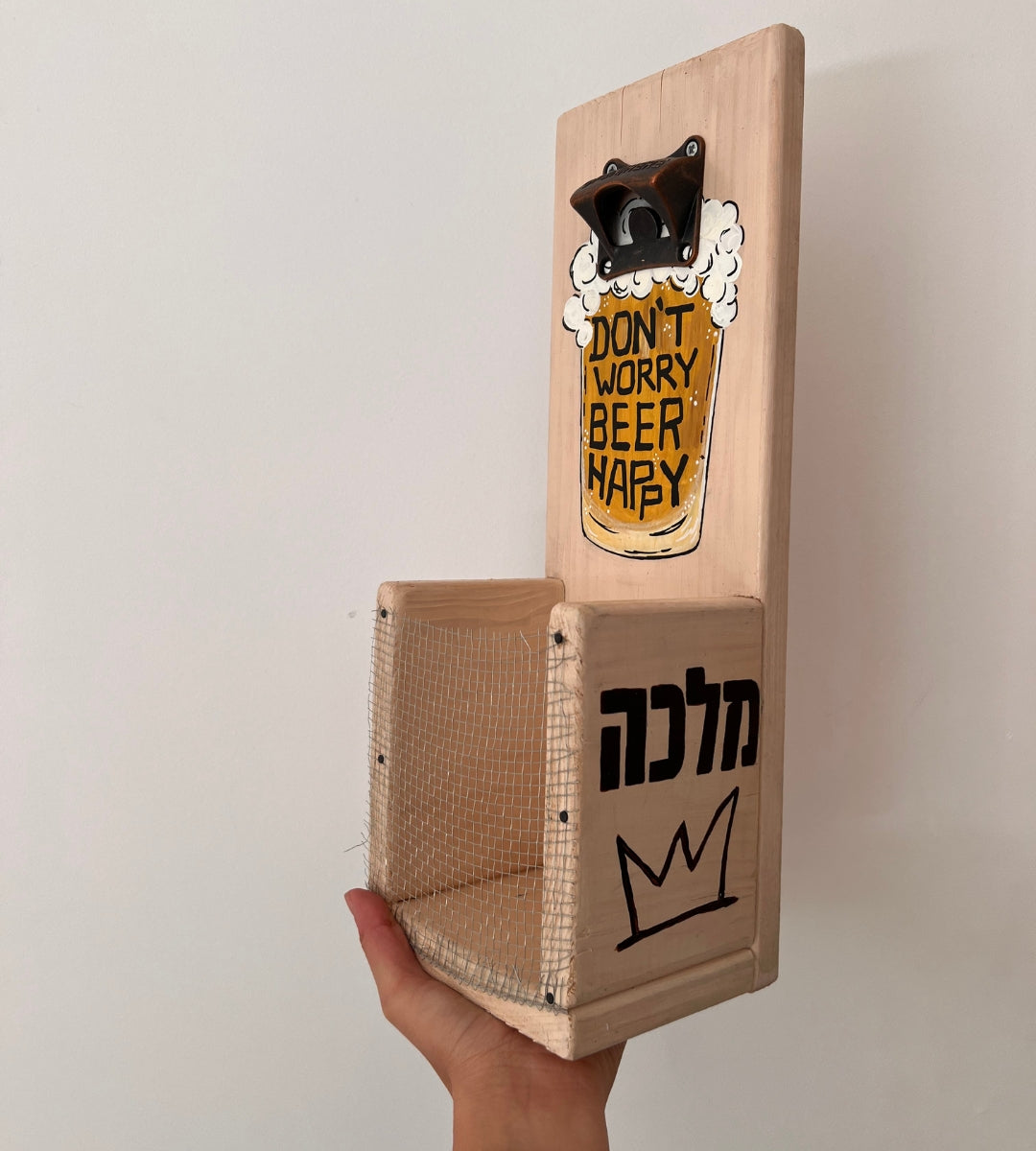 פותחן בירה עשוי עבודת יד של נגר